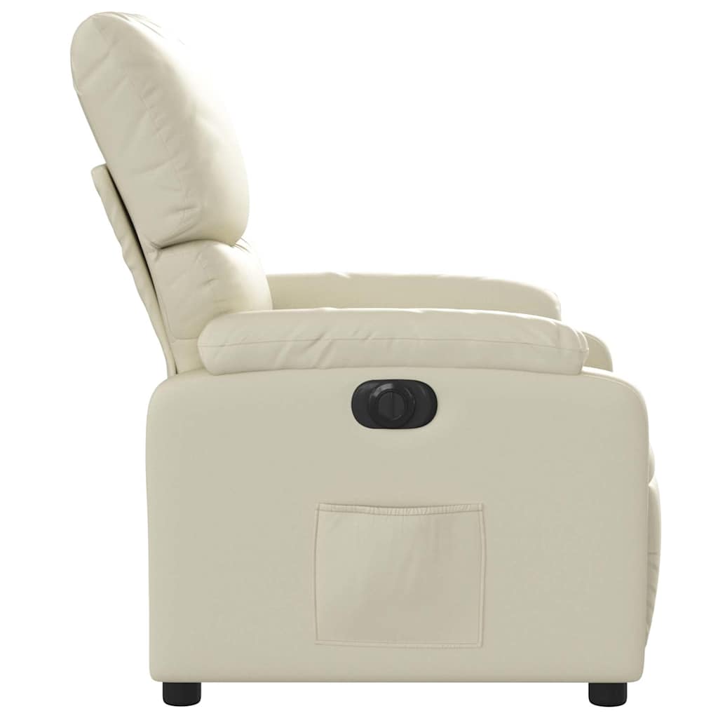 Fauteuil elektrisch verstelbaar kunstleer crèmekleurig is nu te koop bij PeponiXL, paradijselijk wonen!