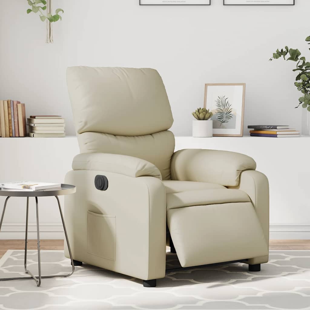 Fauteuil elektrisch verstelbaar kunstleer crèmekleurig is nu te koop bij PeponiXL, paradijselijk wonen!