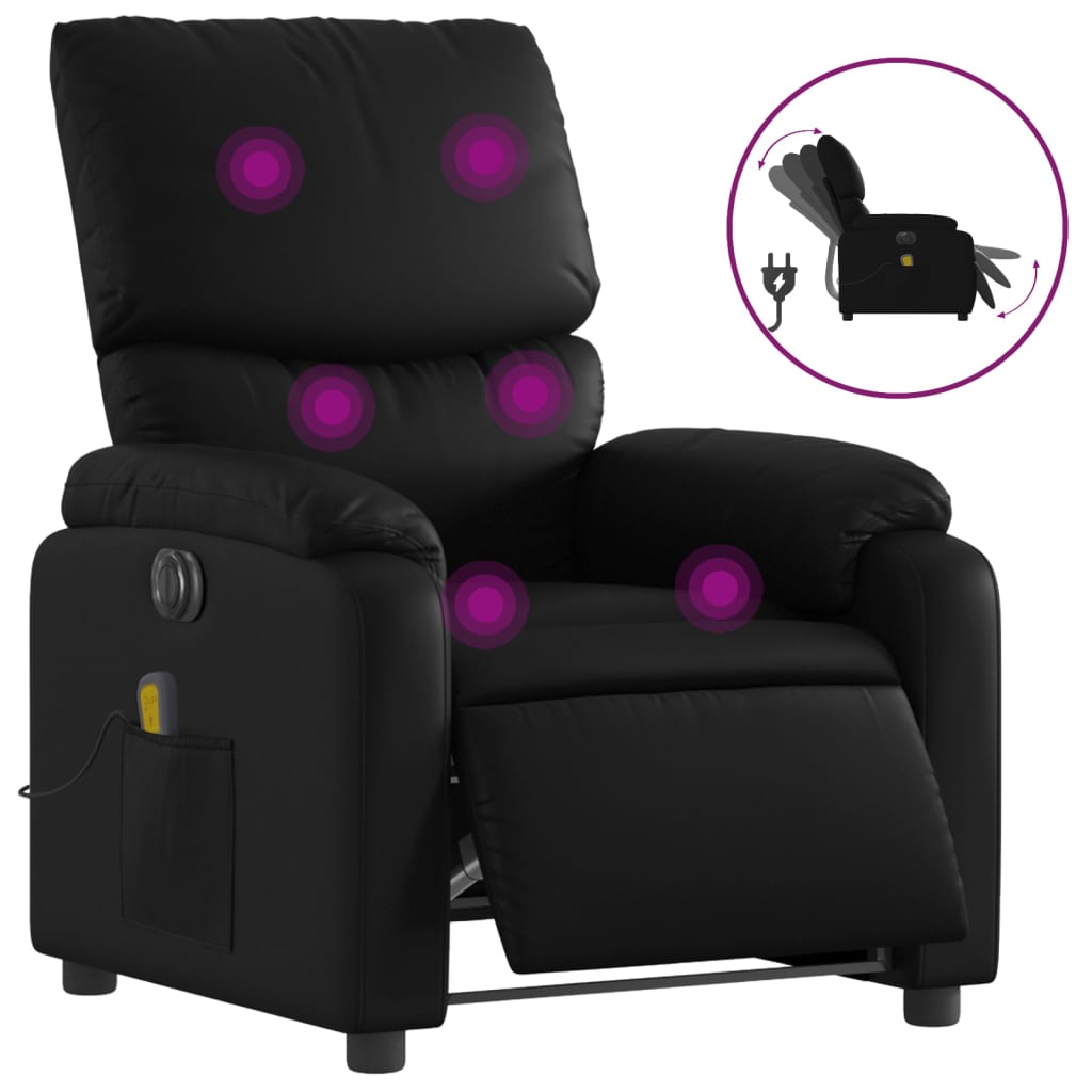 Massagestoel verstelbaar elektrisch kunstleer zwart is nu te koop bij PeponiXL, paradijselijk wonen!