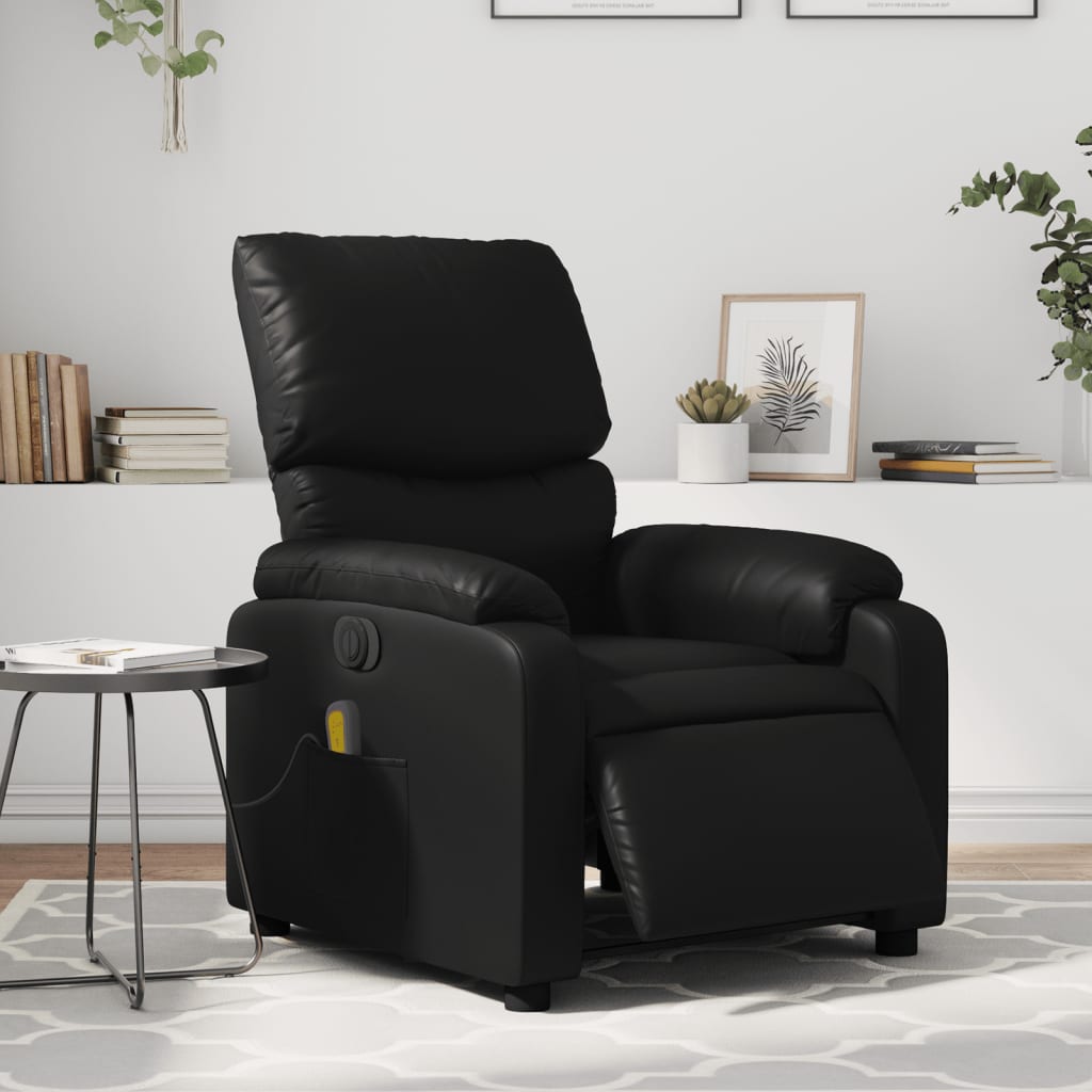 Massagestoel verstelbaar elektrisch kunstleer zwart is nu te koop bij PeponiXL, paradijselijk wonen!