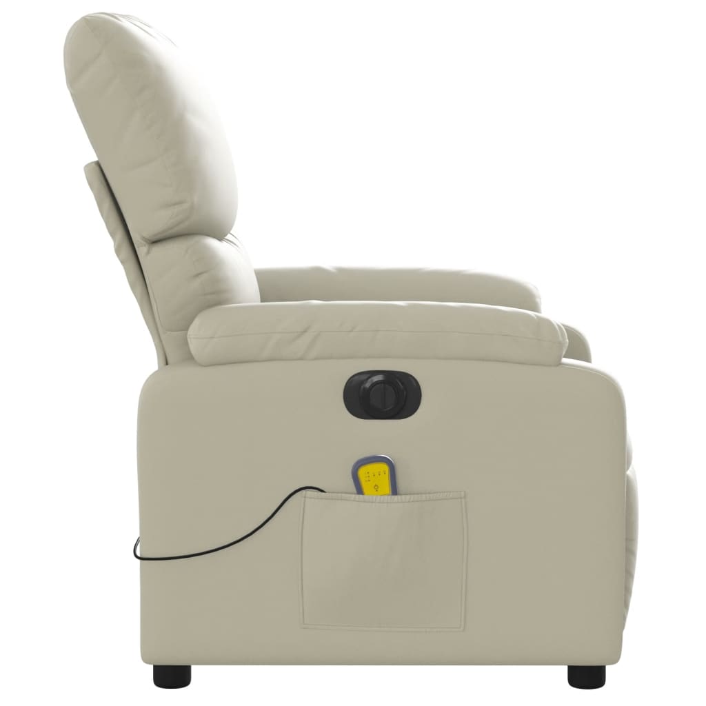 Massagestoel verstelbaar elektrisch kunstleer crèmekleurig is nu te koop bij PeponiXL, paradijselijk wonen!