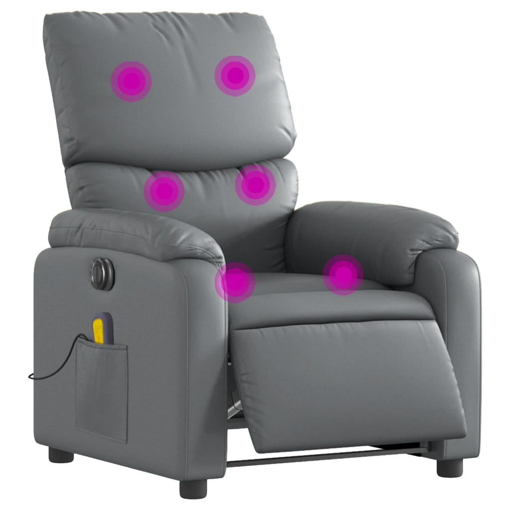 Massagestoel verstelbaar elektrisch kunstleer grijs is nu te koop bij PeponiXL, paradijselijk wonen!