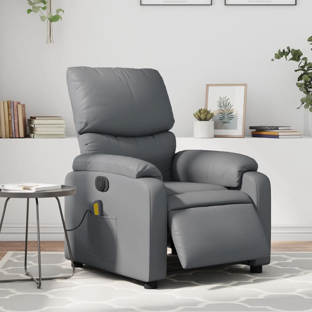 Massagestoel verstelbaar elektrisch kunstleer grijs is nu te koop bij PeponiXL, paradijselijk wonen!