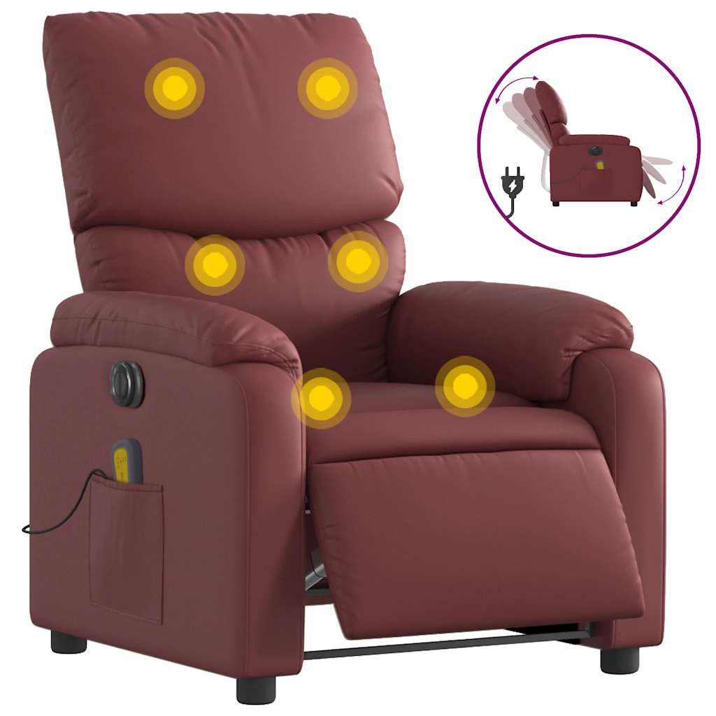 Massagestoel verstelbaar elektrisch kunstleer wijnrood is nu te koop bij PeponiXL, paradijselijk wonen!