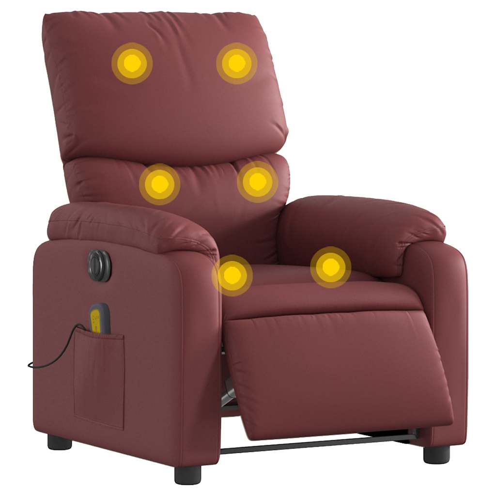 Massagestoel verstelbaar elektrisch kunstleer wijnrood is nu te koop bij PeponiXL, paradijselijk wonen!