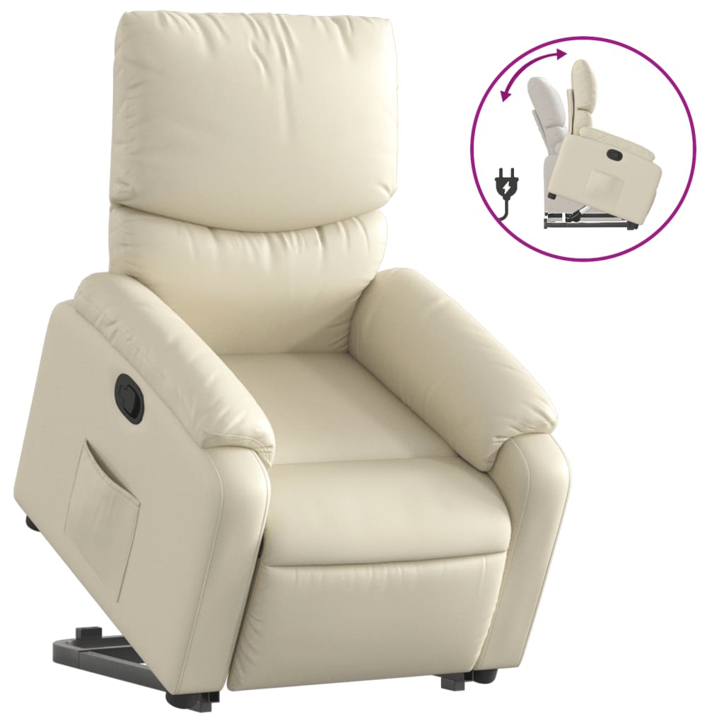 Sta-op-stoel verstelbaar kunstleer crèmekleurig is nu te koop bij PeponiXL, paradijselijk wonen!