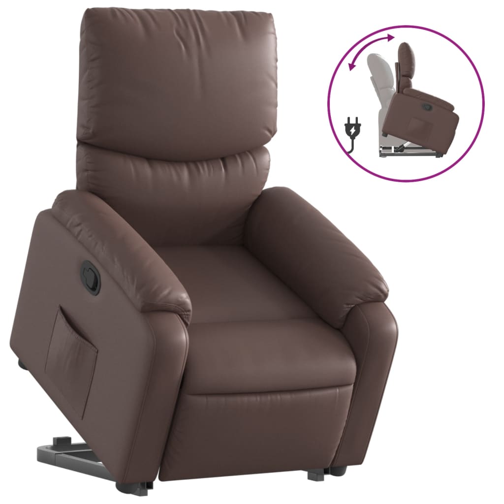 Sta-op-fauteuil verstelbaar kunstleer bruin is nu te koop bij PeponiXL, paradijselijk wonen!