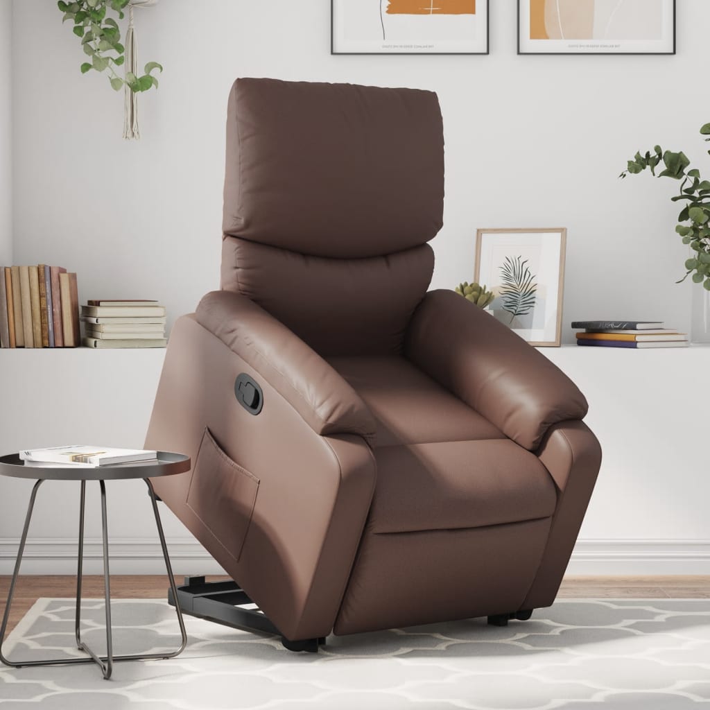 Sta-op-fauteuil verstelbaar kunstleer bruin is nu te koop bij PeponiXL, paradijselijk wonen!