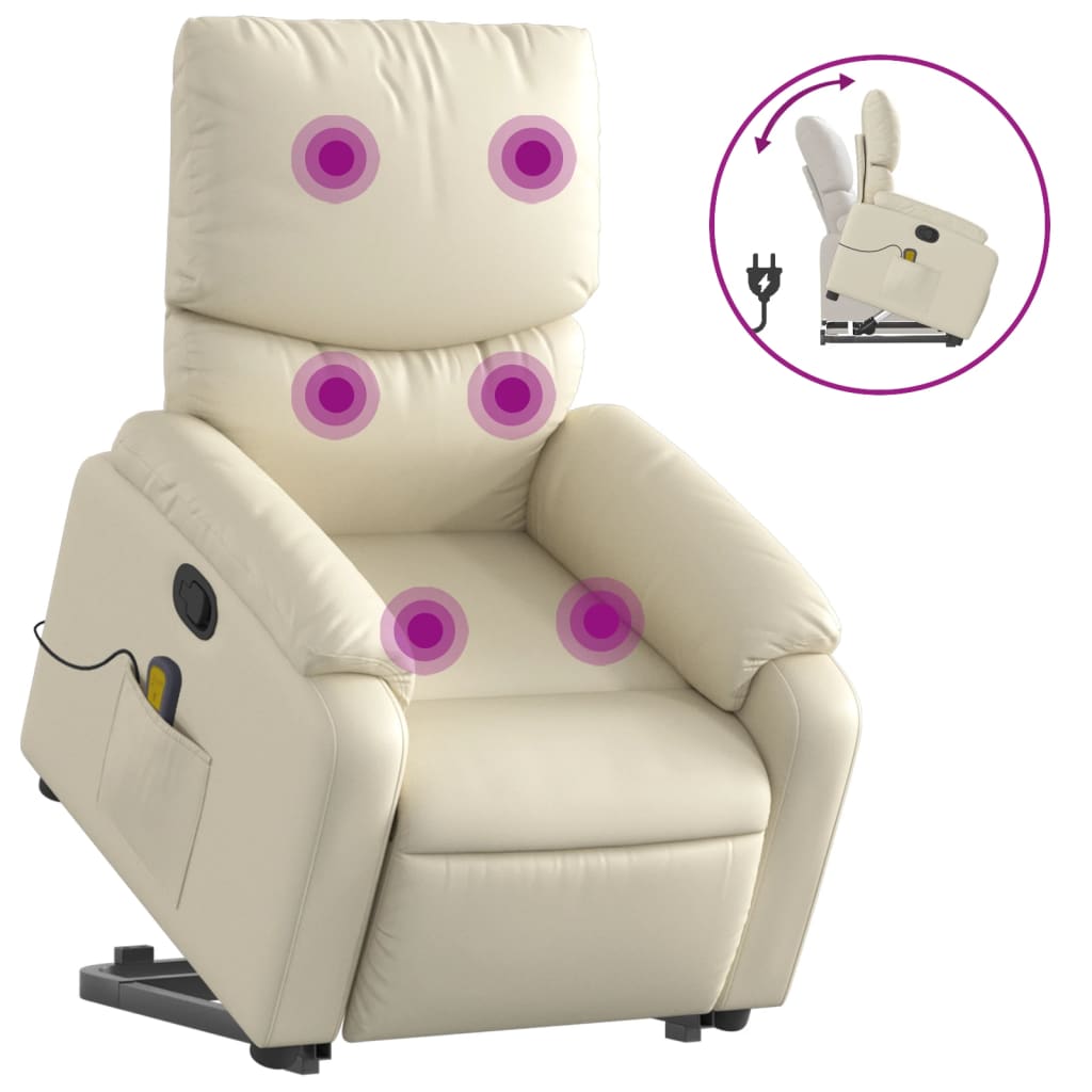 Sta-op-massagestoel verstelbaar kunstleer crèmekleurig is nu te koop bij PeponiXL, paradijselijk wonen!
