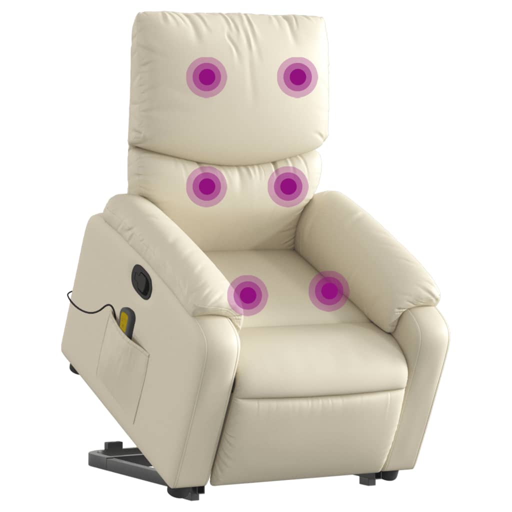 Sta-op-massagestoel verstelbaar kunstleer crèmekleurig is nu te koop bij PeponiXL, paradijselijk wonen!