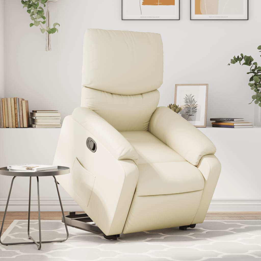 Sta-op-massagestoel verstelbaar kunstleer crèmekleurig is nu te koop bij PeponiXL, paradijselijk wonen!
