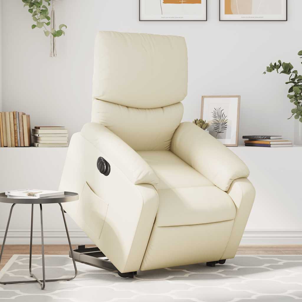 Sta-op-stoel elektrisch kunstleer crèmekleurig is nu te koop bij PeponiXL, paradijselijk wonen!