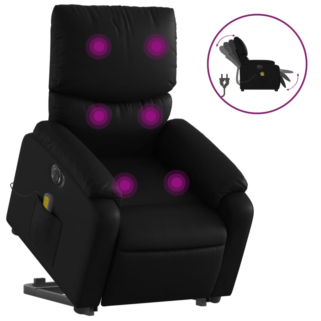 Sta-op-massagestoel elektrisch kunstleer zwart is nu te koop bij PeponiXL, paradijselijk wonen!