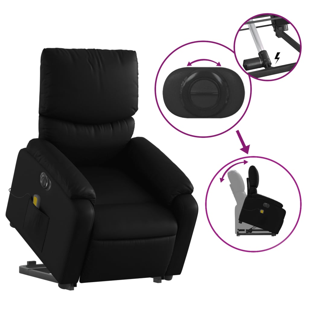 Sta-op-massagestoel elektrisch kunstleer zwart is nu te koop bij PeponiXL, paradijselijk wonen!