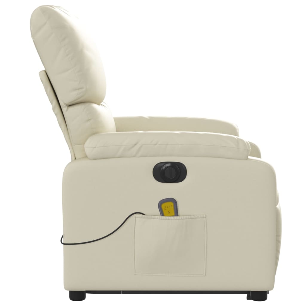 Sta-op-massagestoel elektrisch kunstleer crèmekleurig is nu te koop bij PeponiXL, paradijselijk wonen!