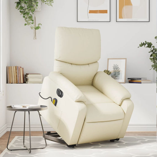 Sta-op-massagestoel elektrisch kunstleer crèmekleurig is nu te koop bij PeponiXL, paradijselijk wonen!