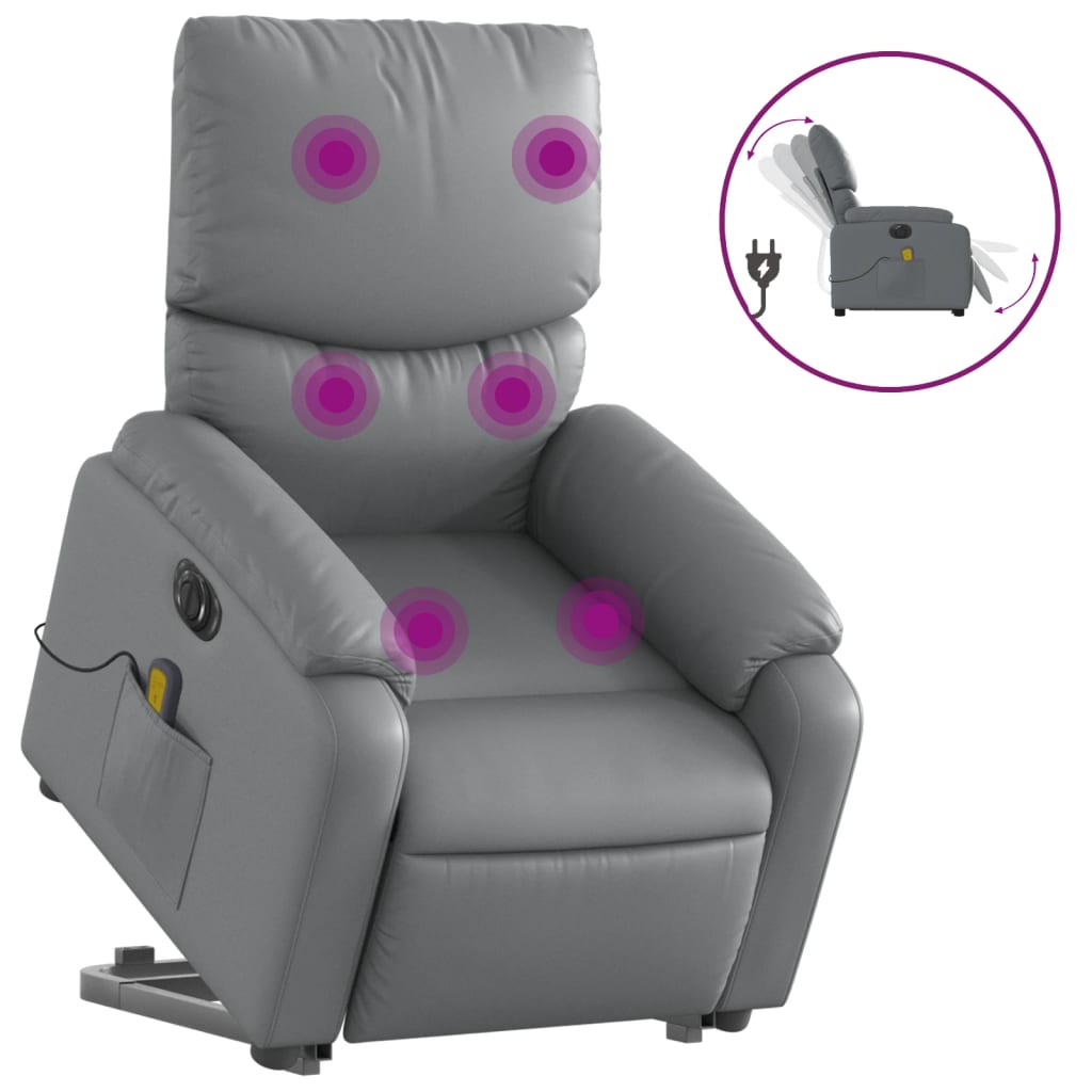 Sta-op-massagestoel elektrisch kunstleer grijs is nu te koop bij PeponiXL, paradijselijk wonen!