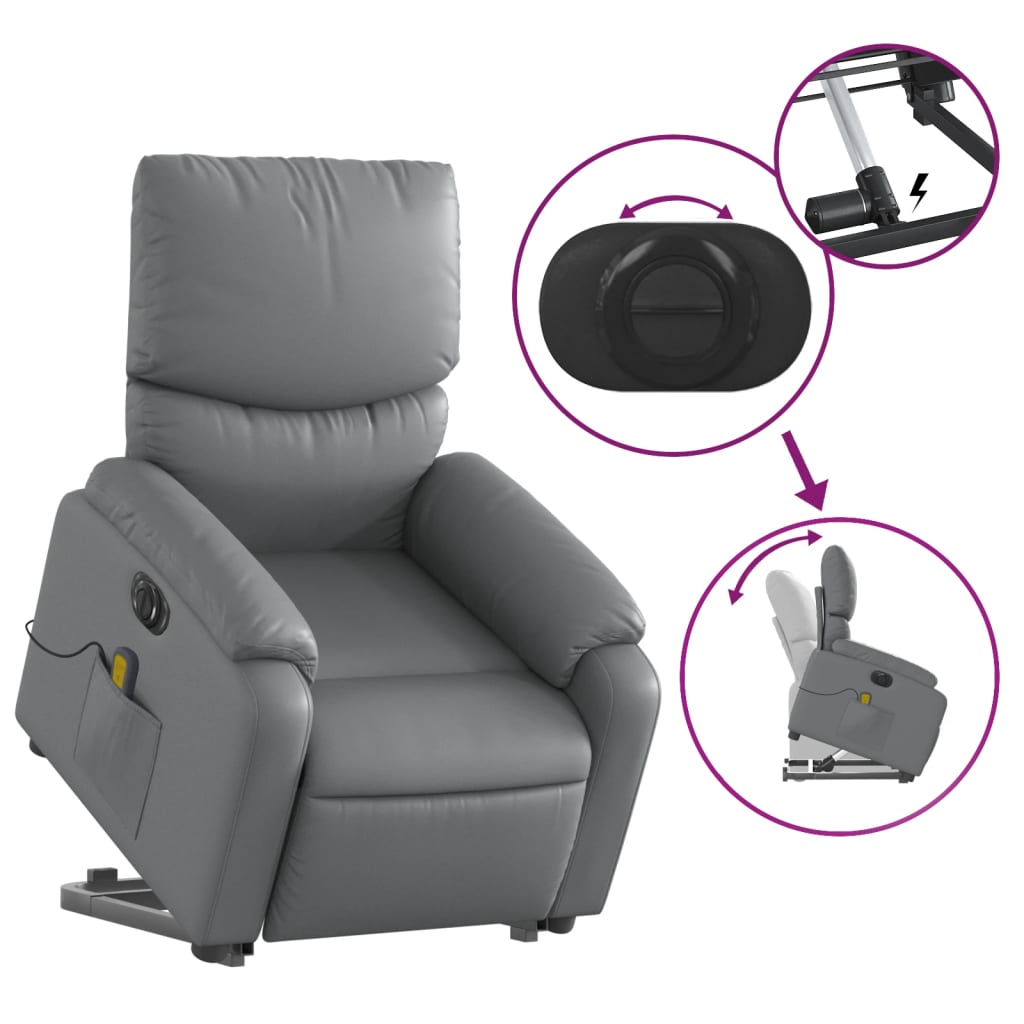 Sta-op-massagestoel elektrisch kunstleer grijs is nu te koop bij PeponiXL, paradijselijk wonen!