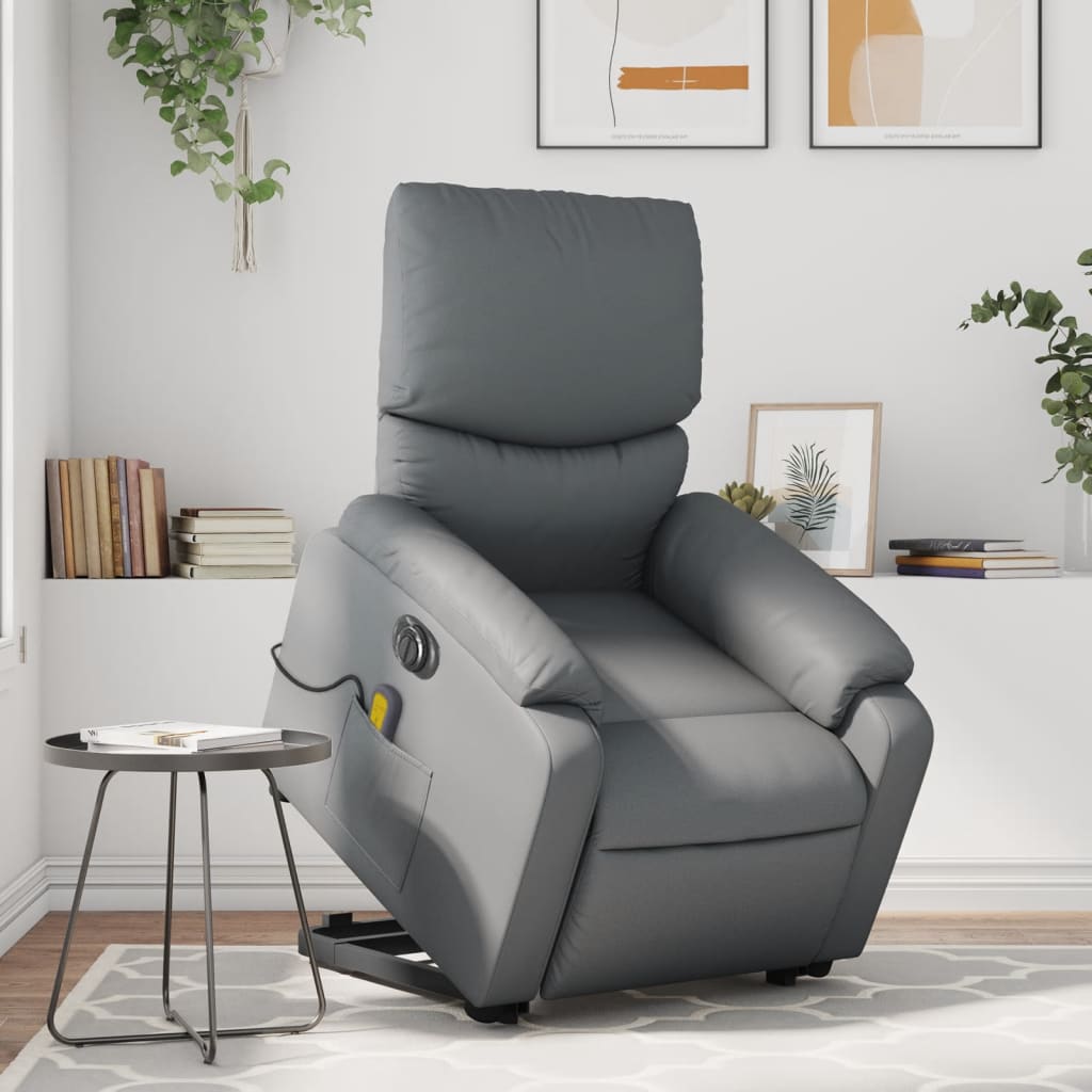 Sta-op-massagestoel elektrisch kunstleer grijs is nu te koop bij PeponiXL, paradijselijk wonen!