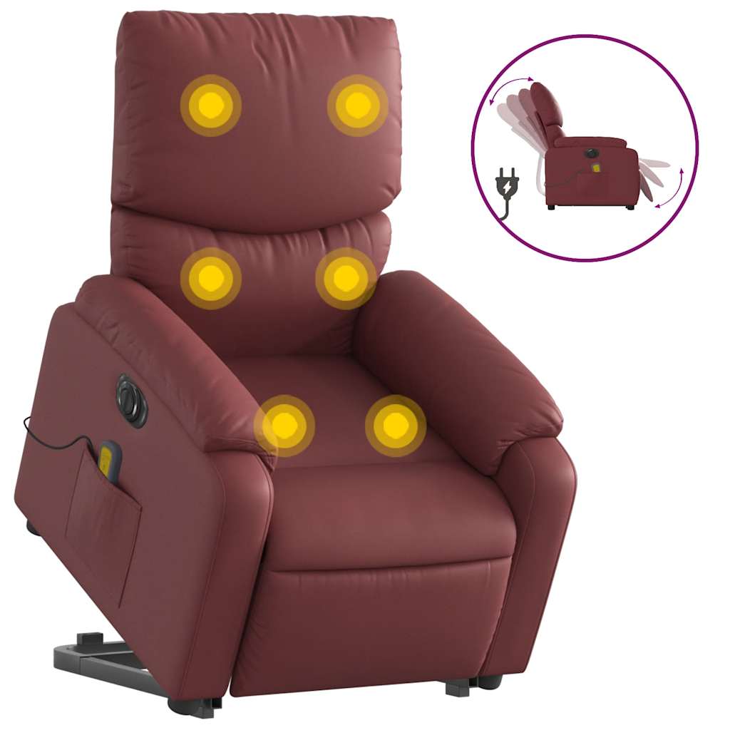 Sta-op-massagestoel elektrisch kunstleer wijnrood is nu te koop bij PeponiXL, paradijselijk wonen!