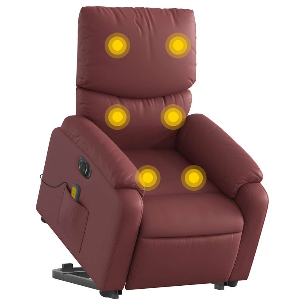 Sta-op-massagestoel elektrisch kunstleer wijnrood is nu te koop bij PeponiXL, paradijselijk wonen!