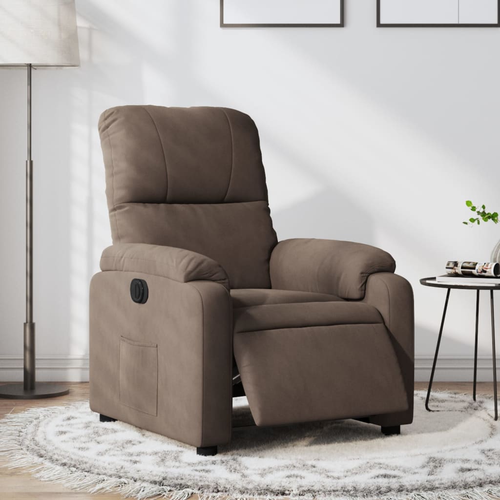 Fauteuil verstelbaar elektrisch microvezelstof bruin is nu te koop bij PeponiXL, paradijselijk wonen!