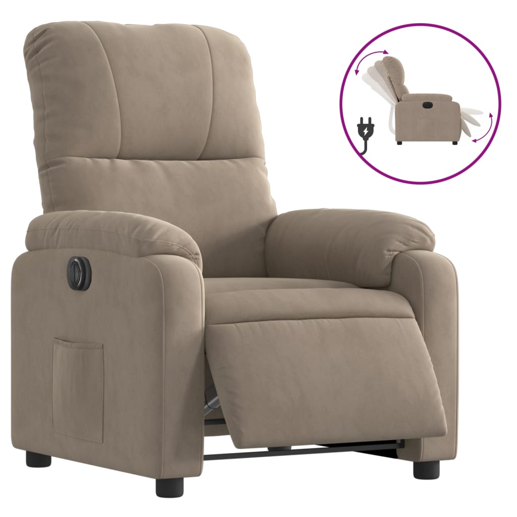 Fauteuil verstelbaar elektrisch microvezelstof taupe is nu te koop bij PeponiXL, paradijselijk wonen!