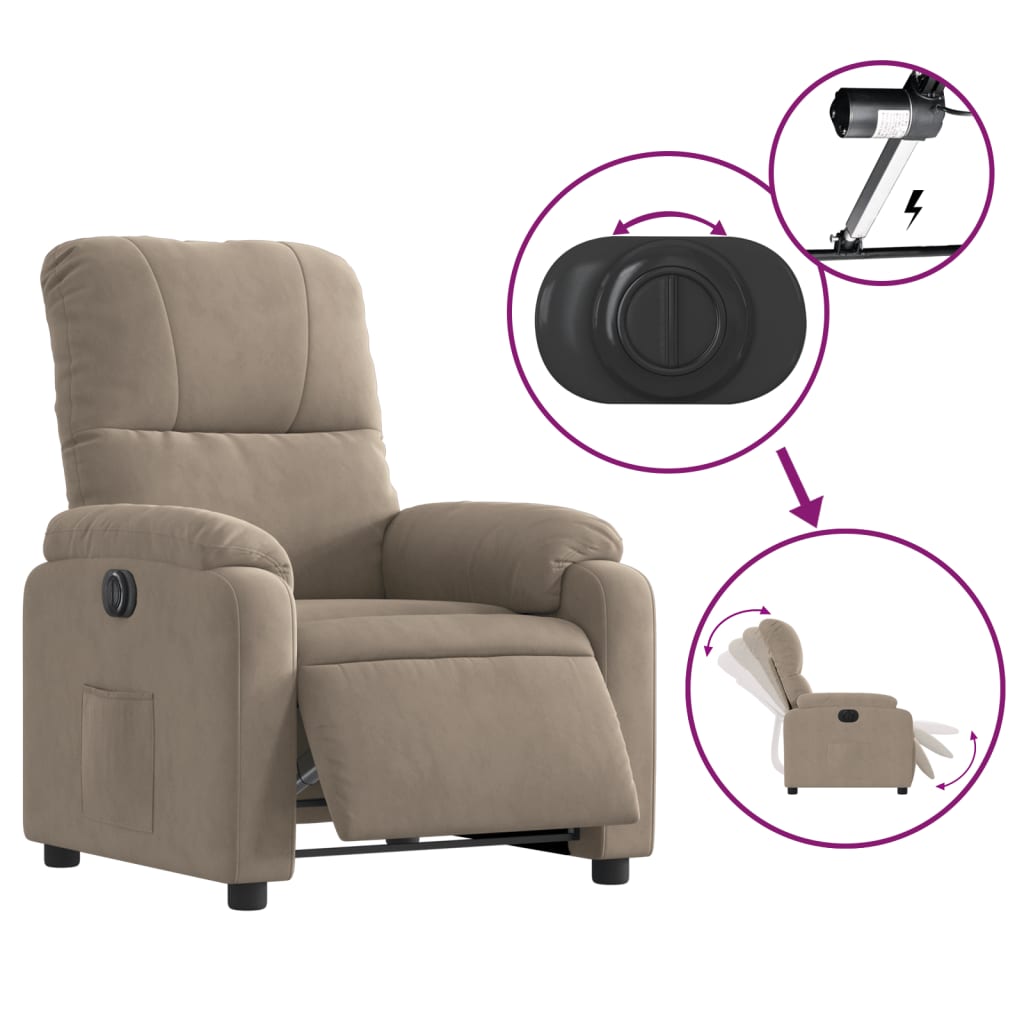 Fauteuil verstelbaar elektrisch microvezelstof taupe is nu te koop bij PeponiXL, paradijselijk wonen!