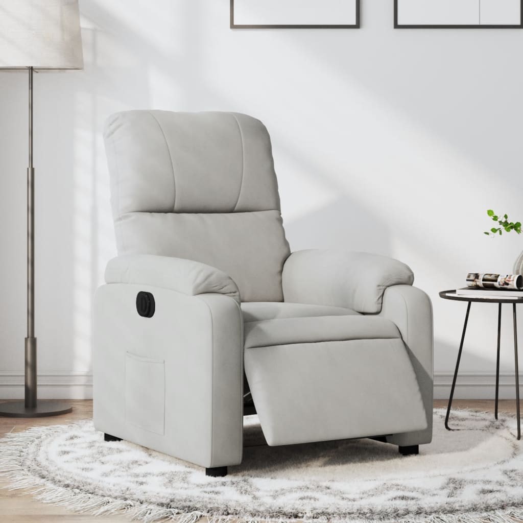 Fauteuil verstelbaar elektrisch microvezelstof lichtgrijs is nu te koop bij PeponiXL, paradijselijk wonen!