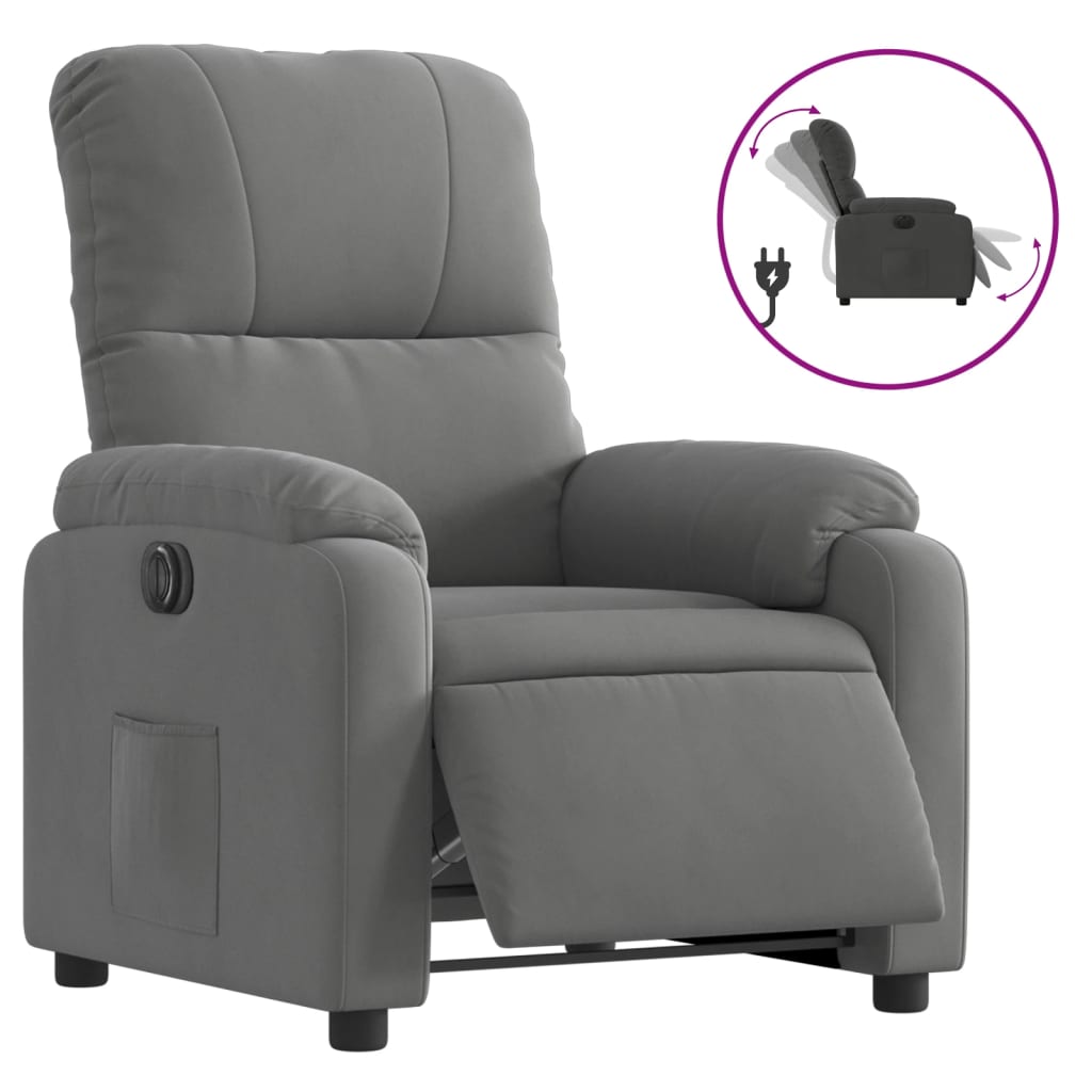 Fauteuil verstelbaar elektrisch microvezelstof donkergrijs is nu te koop bij PeponiXL, paradijselijk wonen!