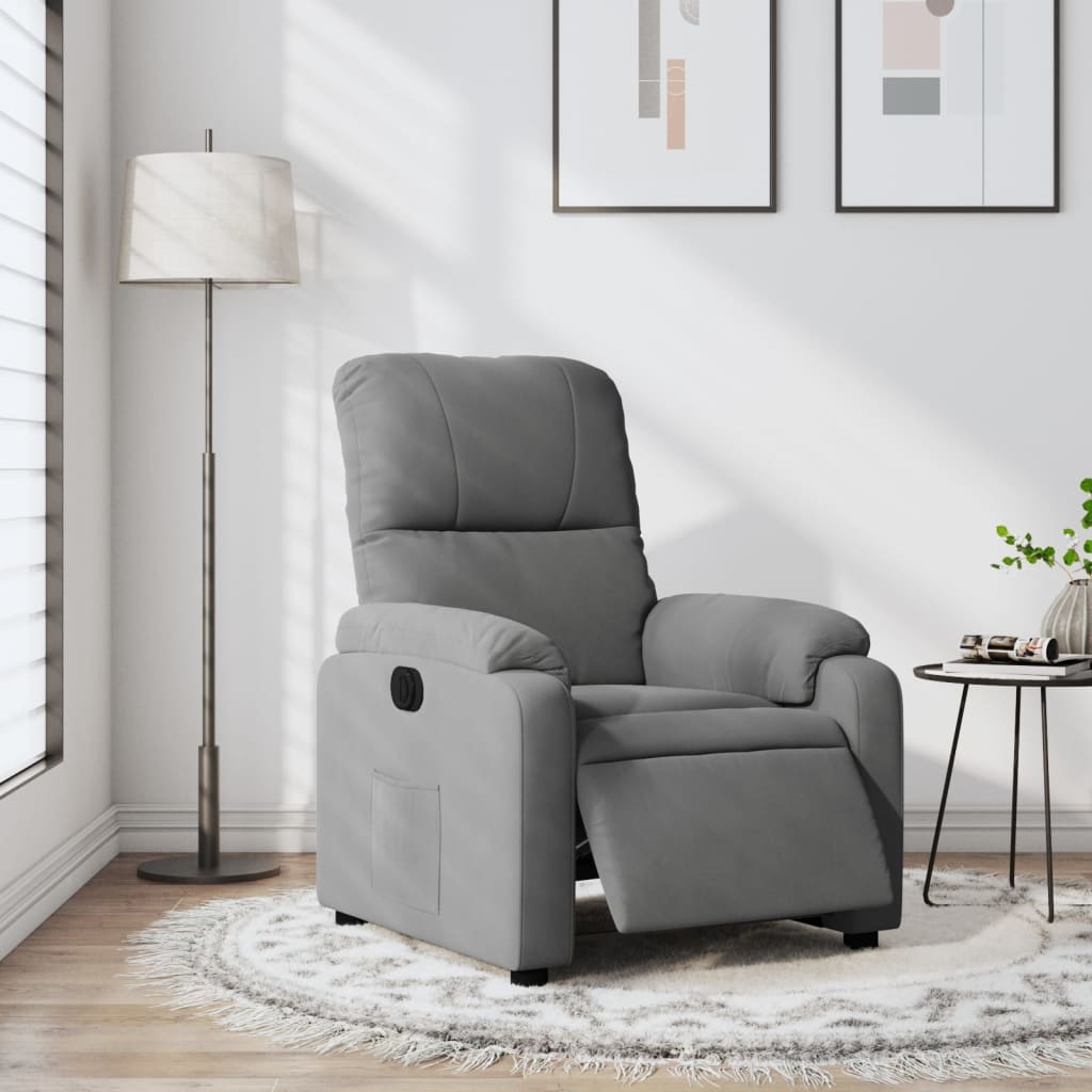 Fauteuil verstelbaar elektrisch microvezelstof donkergrijs is nu te koop bij PeponiXL, paradijselijk wonen!