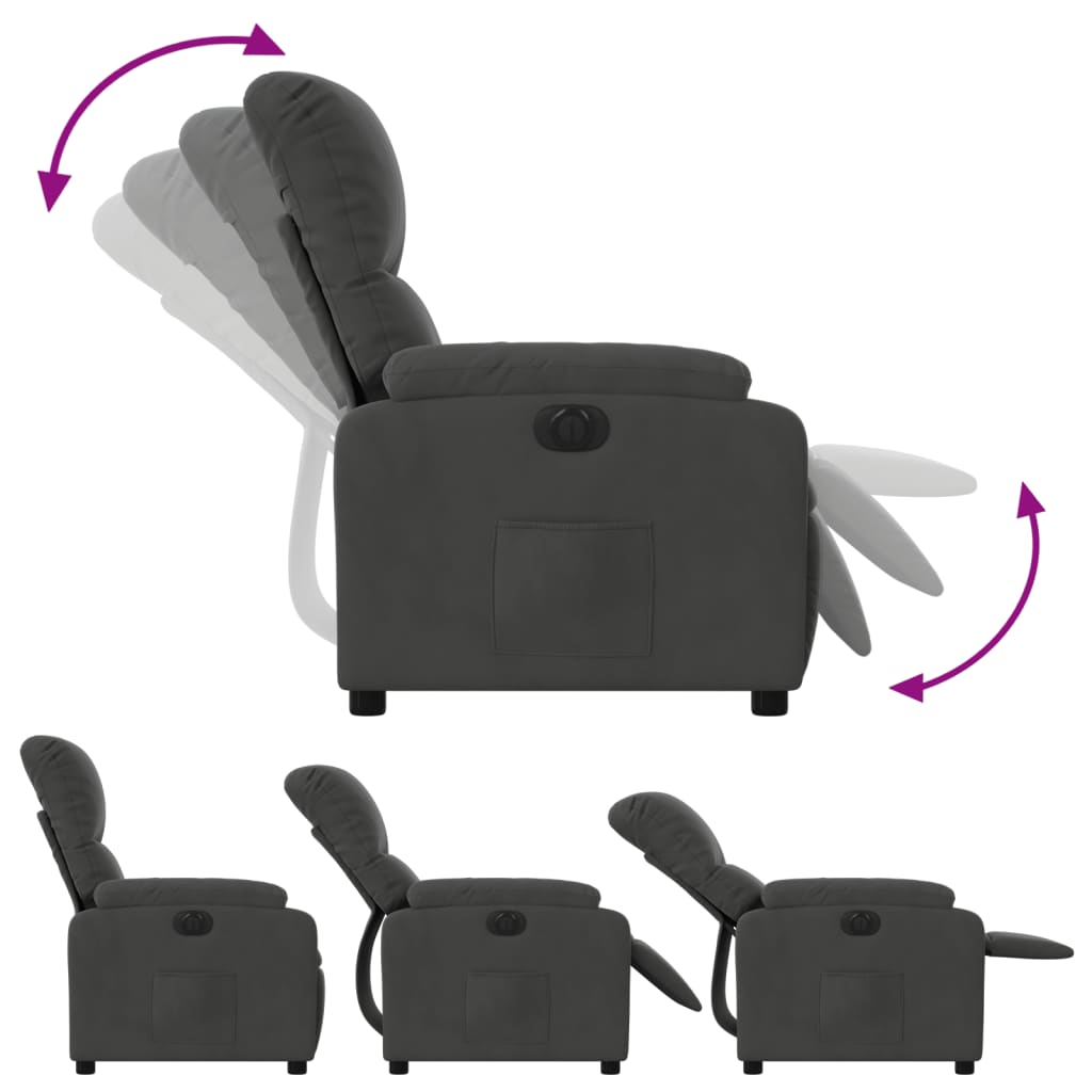 Fauteuil verstelbaar elektrisch microvezelstof donkergrijs is nu te koop bij PeponiXL, paradijselijk wonen!