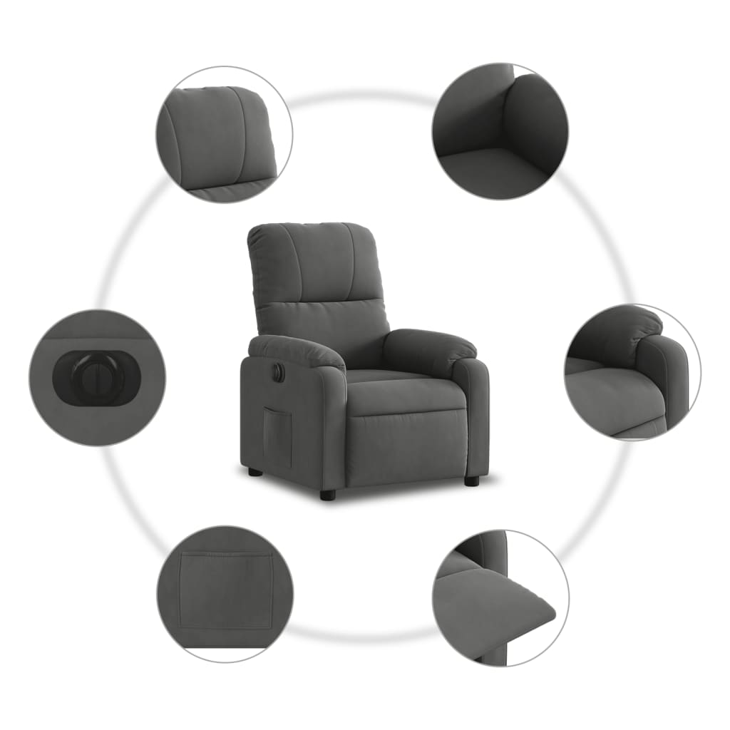 Fauteuil verstelbaar elektrisch microvezelstof donkergrijs is nu te koop bij PeponiXL, paradijselijk wonen!