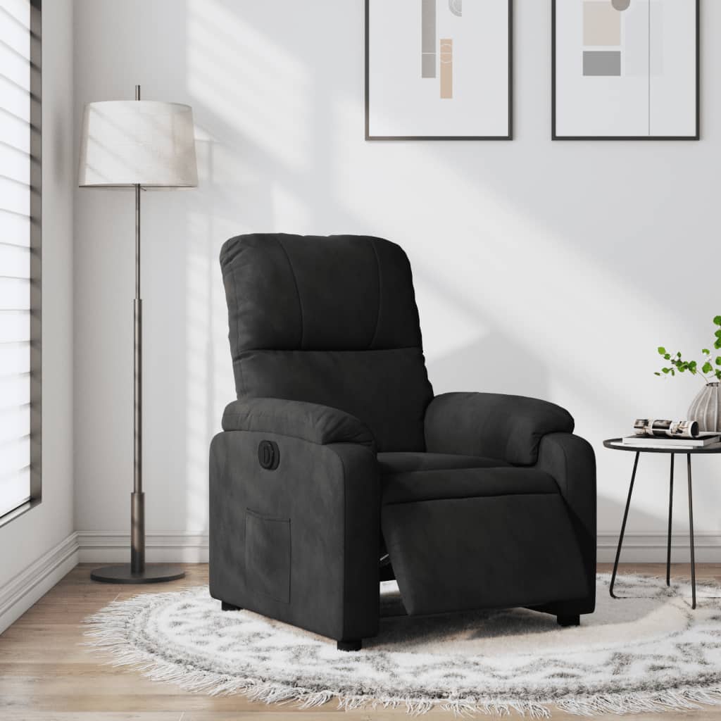 Fauteuil verstelbaar elektrisch microvezelstof zwart is nu te koop bij PeponiXL, paradijselijk wonen!