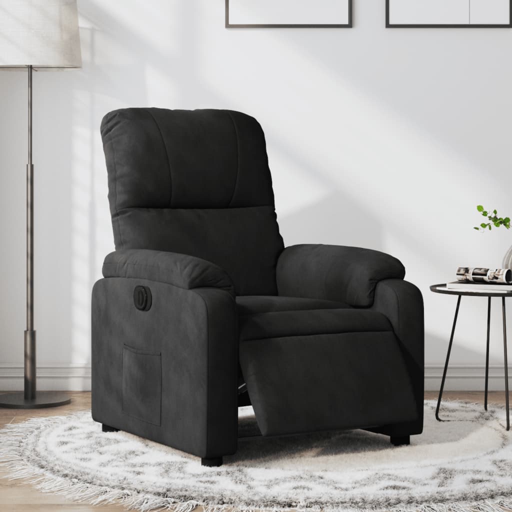 Fauteuil verstelbaar elektrisch microvezelstof zwart is nu te koop bij PeponiXL, paradijselijk wonen!