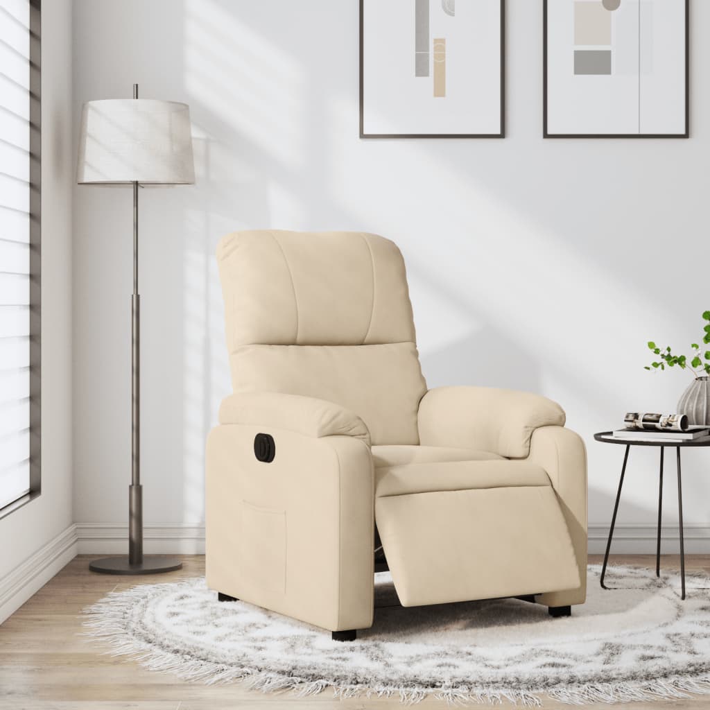 Fauteuil verstelbaar elektrisch microvezelstof crèmekleurig is nu te koop bij PeponiXL, paradijselijk wonen!