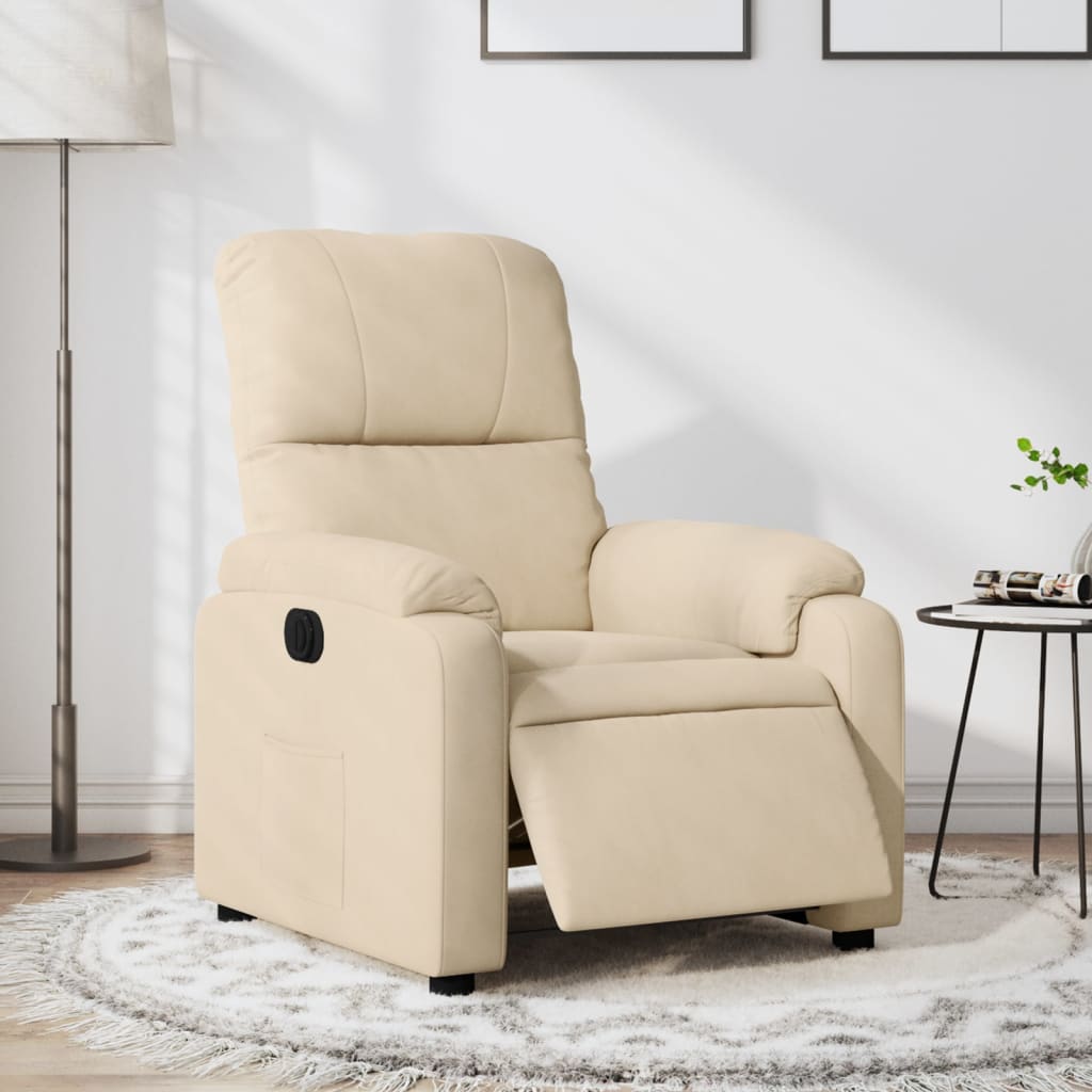 Fauteuil verstelbaar elektrisch microvezelstof crèmekleurig is nu te koop bij PeponiXL, paradijselijk wonen!