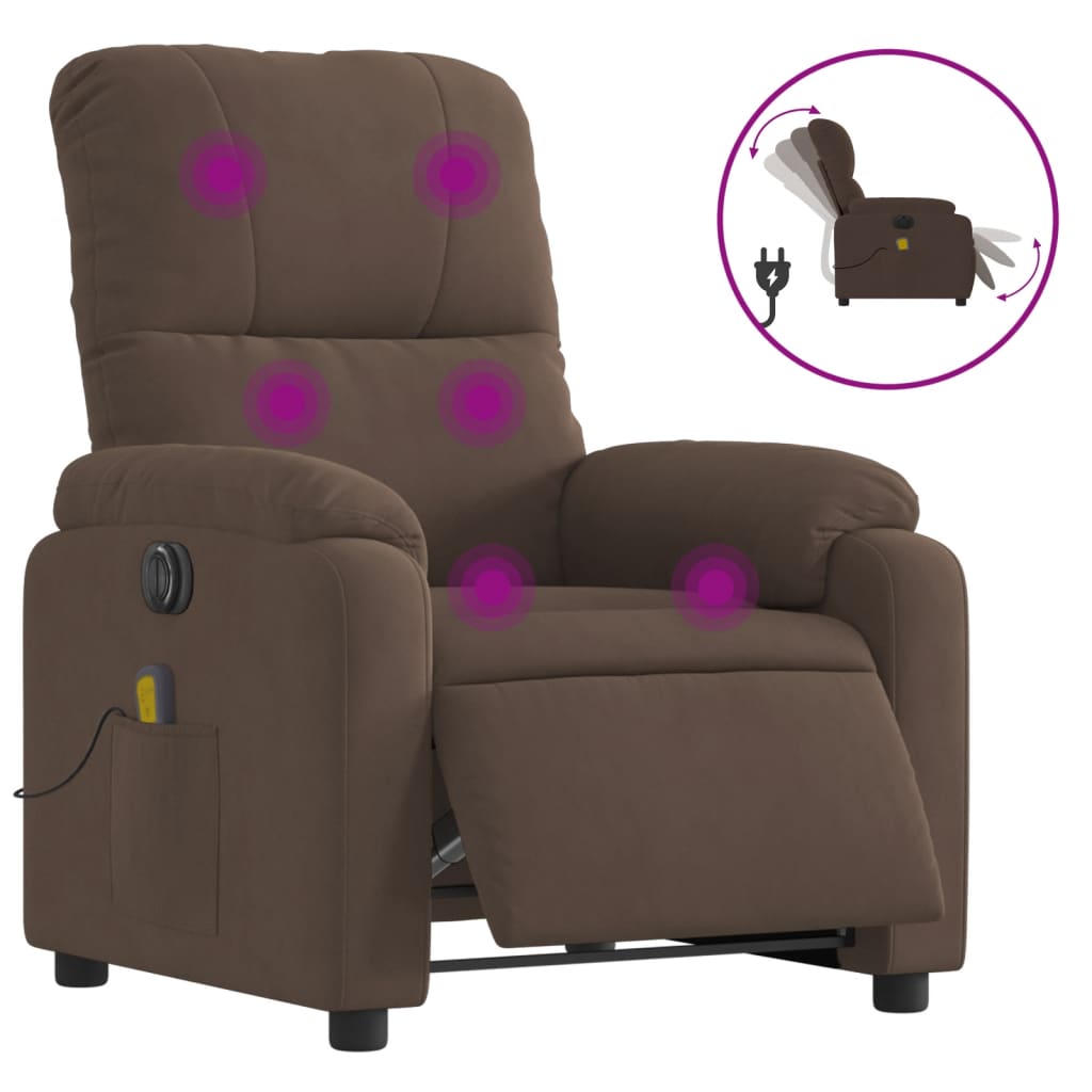 Massagestoel elektrisch verstelbaar microvezelstof bruin is nu te koop bij PeponiXL, paradijselijk wonen!