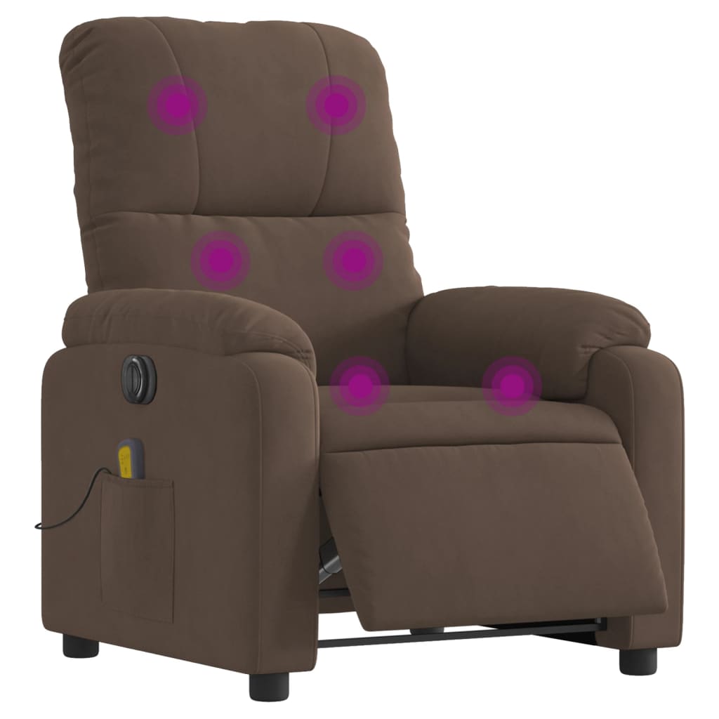 Massagestoel elektrisch verstelbaar microvezelstof bruin is nu te koop bij PeponiXL, paradijselijk wonen!