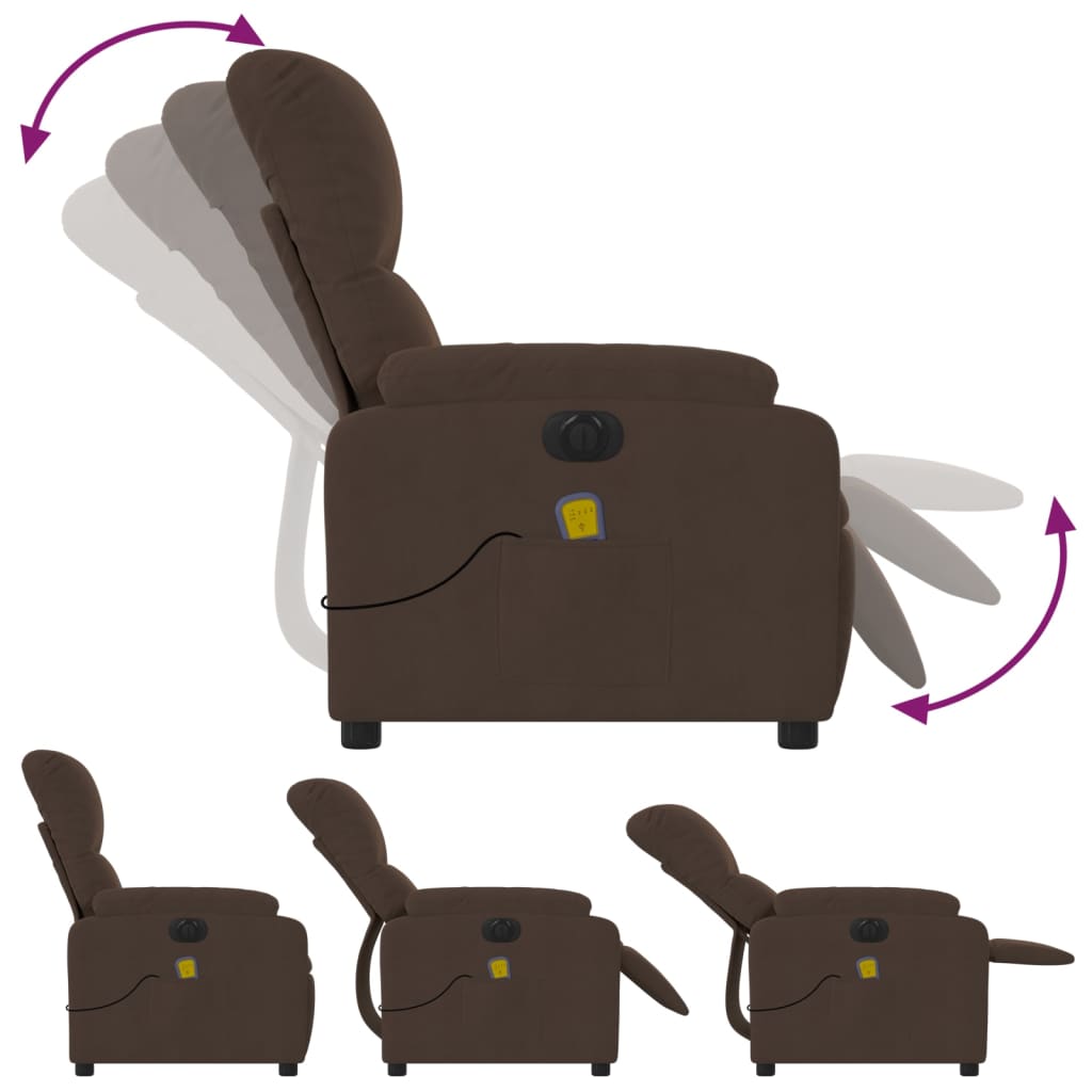 Massagestoel elektrisch verstelbaar microvezelstof bruin is nu te koop bij PeponiXL, paradijselijk wonen!