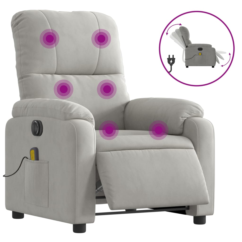 Massagestoel elektrisch verstelbaar microvezelstof lichtgrijs is nu te koop bij PeponiXL, paradijselijk wonen!