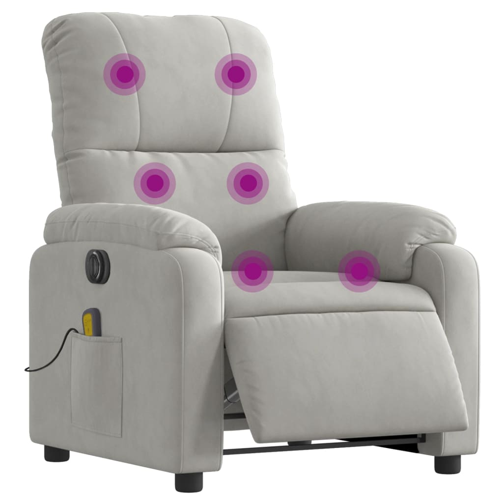 Massagestoel elektrisch verstelbaar microvezelstof lichtgrijs is nu te koop bij PeponiXL, paradijselijk wonen!