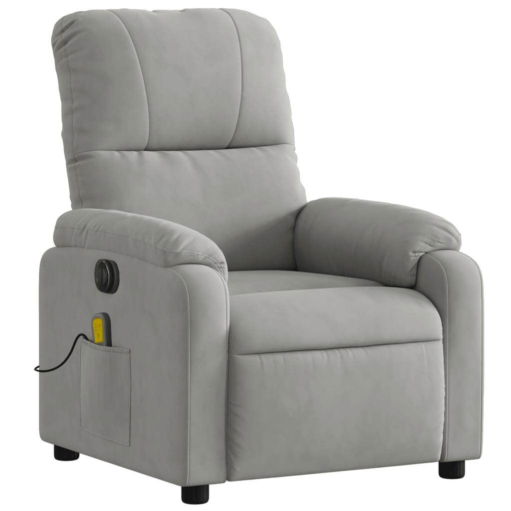Massagestoel elektrisch verstelbaar microvezelstof lichtgrijs is nu te koop bij PeponiXL, paradijselijk wonen!