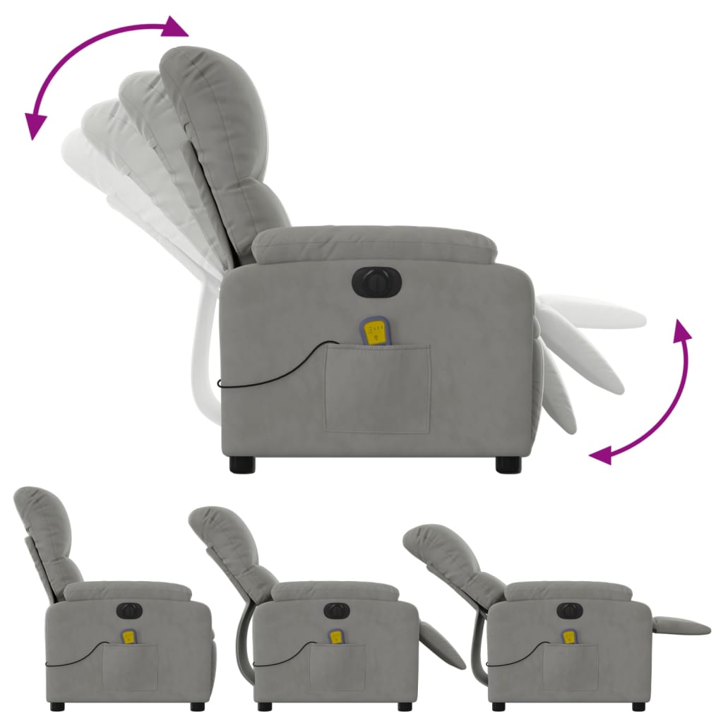 Massagestoel elektrisch verstelbaar microvezelstof lichtgrijs is nu te koop bij PeponiXL, paradijselijk wonen!