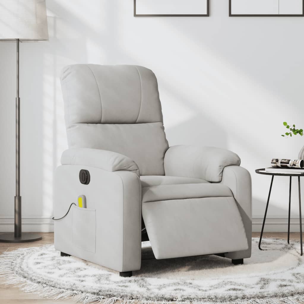 Massagestoel elektrisch verstelbaar microvezelstof lichtgrijs is nu te koop bij PeponiXL, paradijselijk wonen!