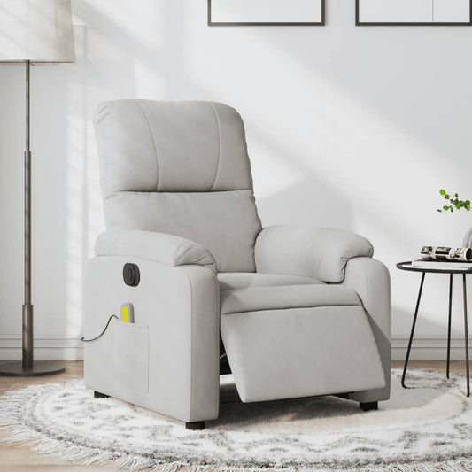 Massagestoel elektrisch verstelbaar microvezelstof lichtgrijs is nu te koop bij PeponiXL, paradijselijk wonen!