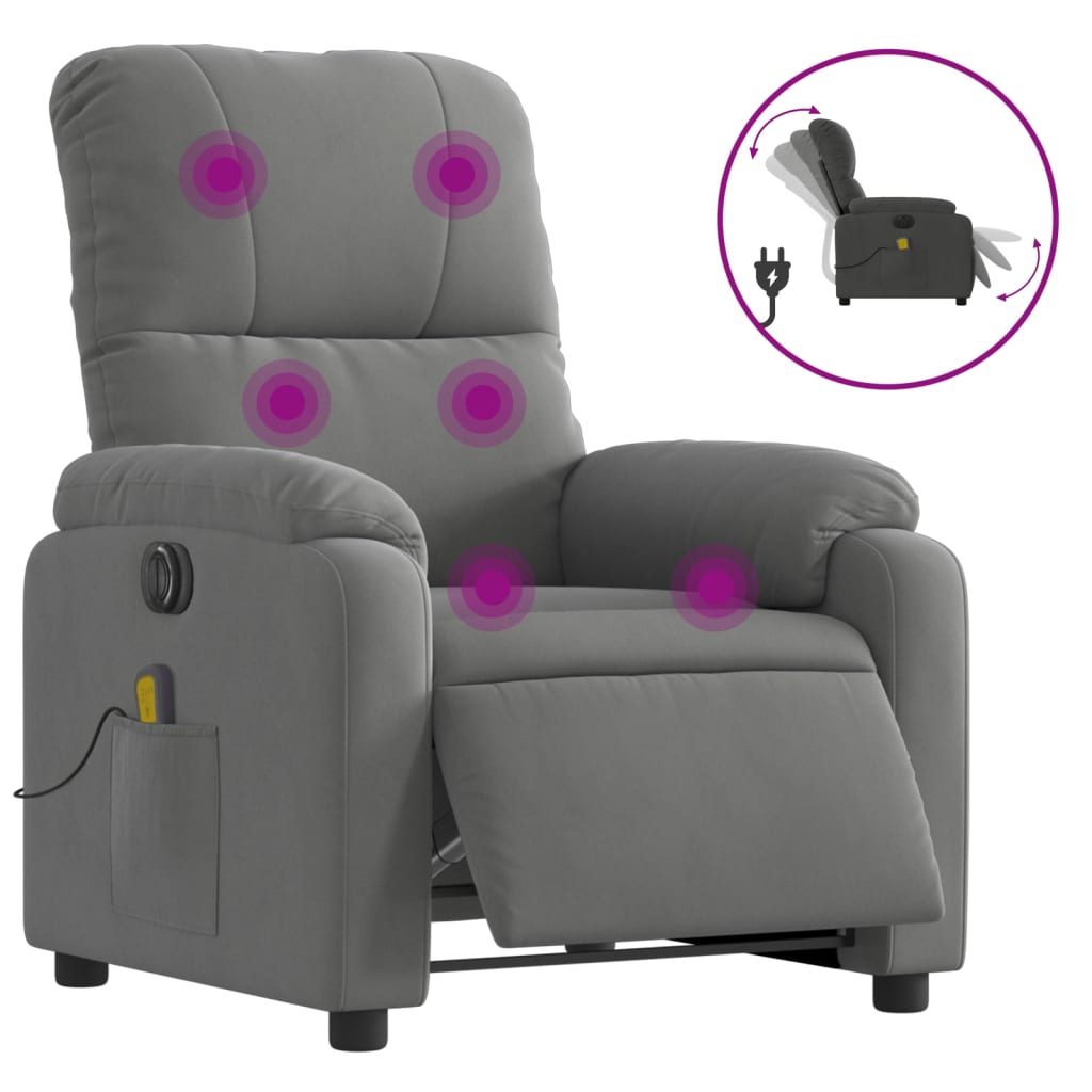 Massagestoel elektrisch verstelbaar microvezelstof donkergrijs is nu te koop bij PeponiXL, paradijselijk wonen!