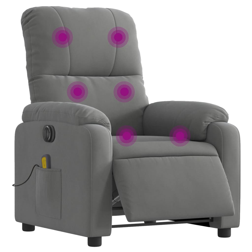 Massagestoel elektrisch verstelbaar microvezelstof donkergrijs is nu te koop bij PeponiXL, paradijselijk wonen!