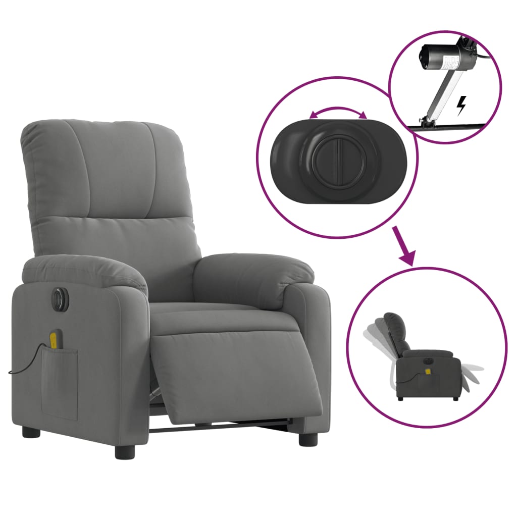 Massagestoel elektrisch verstelbaar microvezelstof donkergrijs is nu te koop bij PeponiXL, paradijselijk wonen!