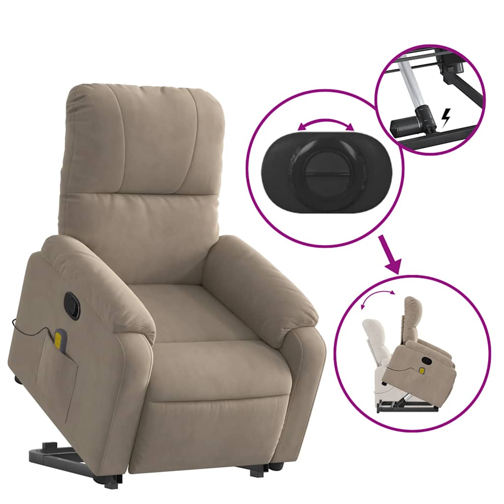 Sta-op-massagestoel verstelbaar microvezelstof taupe is nu te koop bij PeponiXL, paradijselijk wonen!